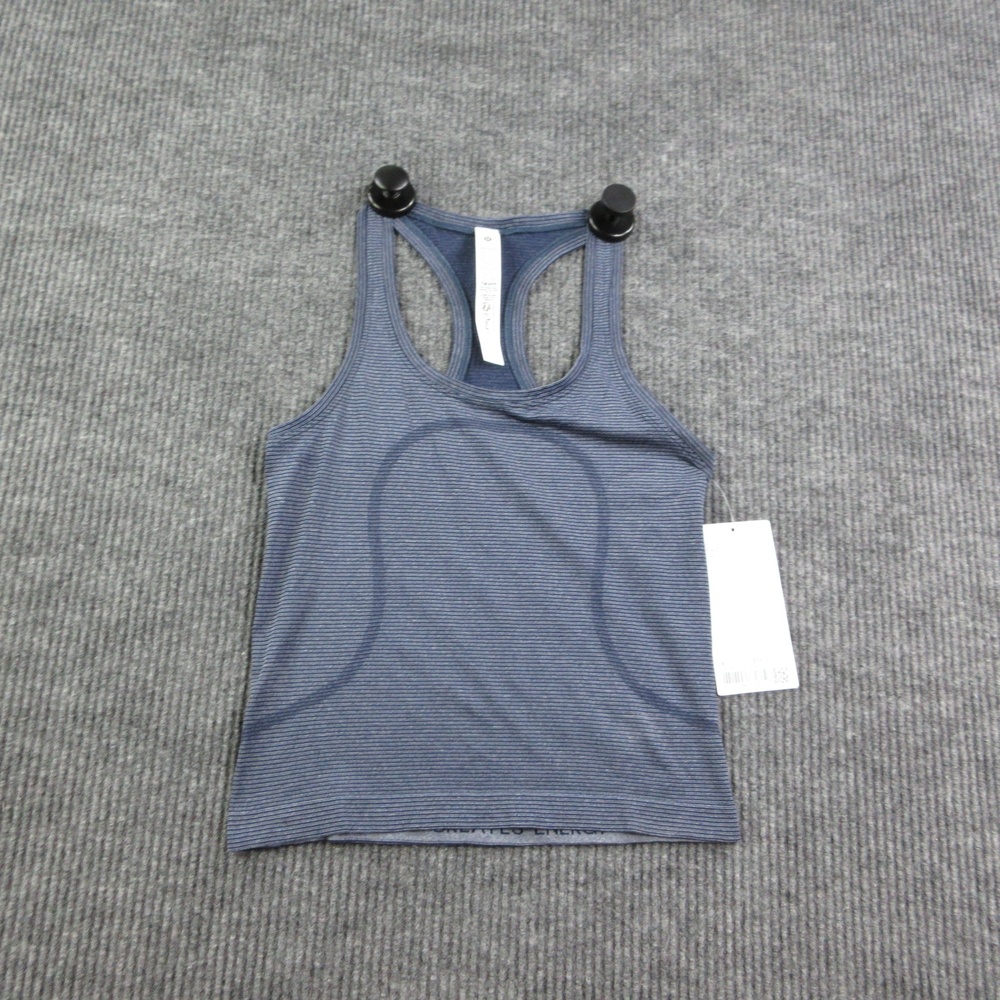 Lululemon Tank Womens 4 Blue Swiftly Tech Racerback Slim Striped Tagless NWT